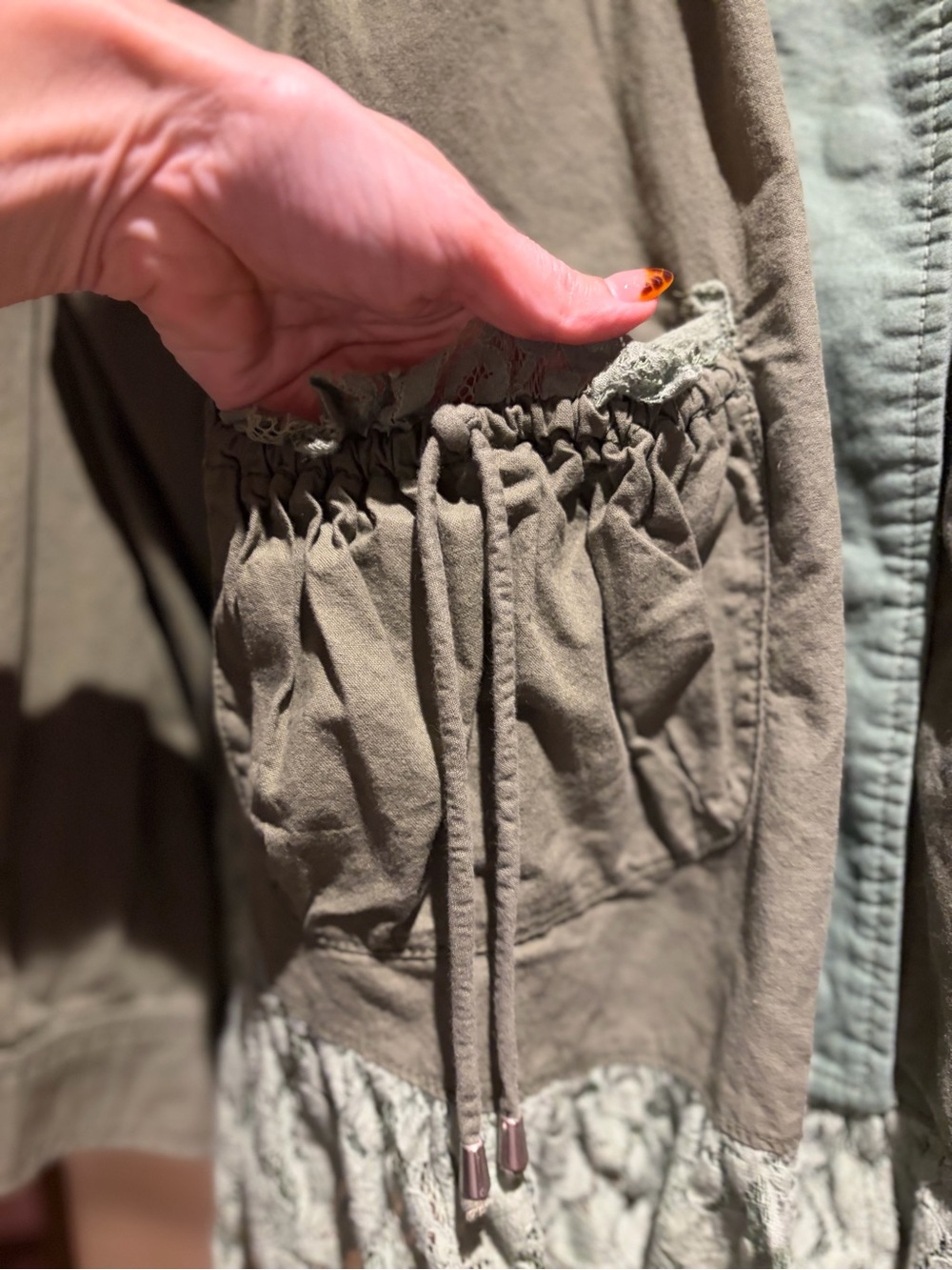 ✌🏽☮️🤎We The Free Olive Green Outset Utility Jacket Lace Ruffle Hem✌🏽🤎☮️ - Picture 9 of 16